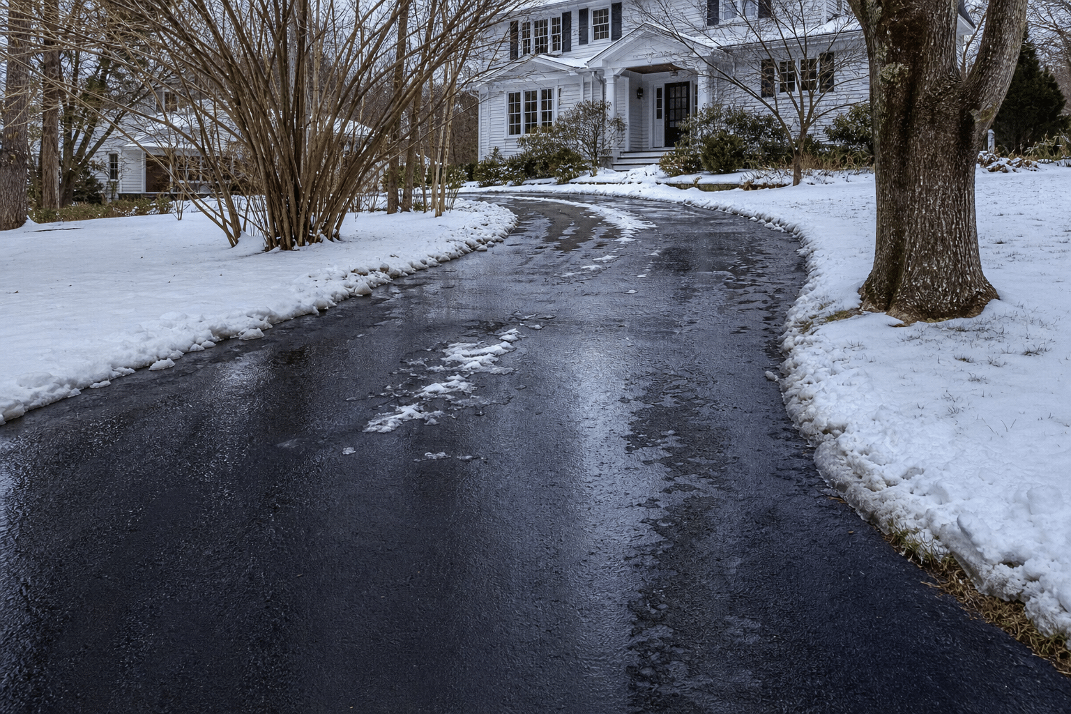 Heated driveway in Connecticut winter